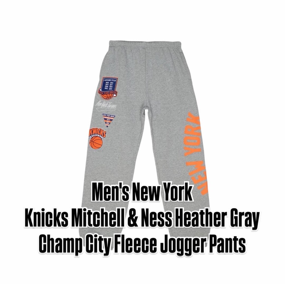 NWT Men’s New York Knicks Mitchell & Ness Heather Gray Champ City Fleece Jogger